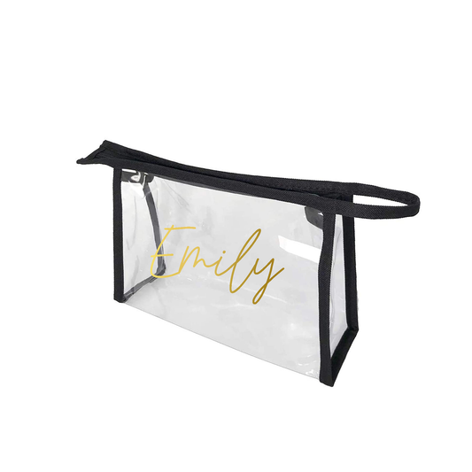 Personalized clear vinyl make up or cosmetic bag