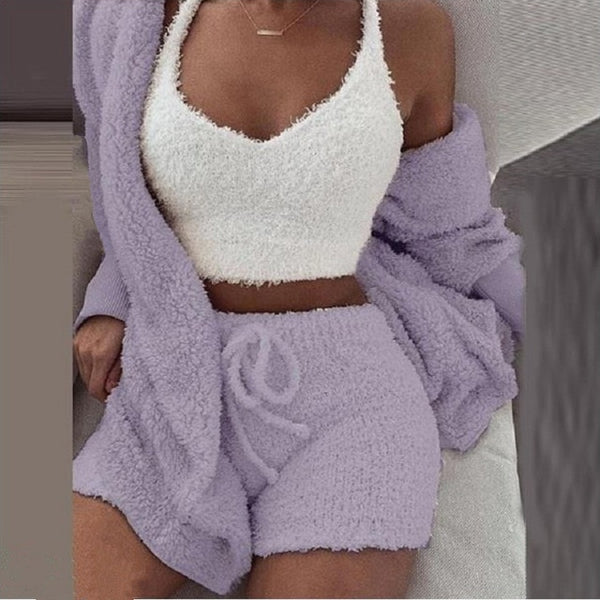 Flannel Plush Cozy Pajamas Set | Summer Comfy Pajama Set