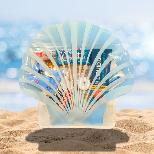 Blue Seashell Bag Hangover Kit, sea shell recovery kit