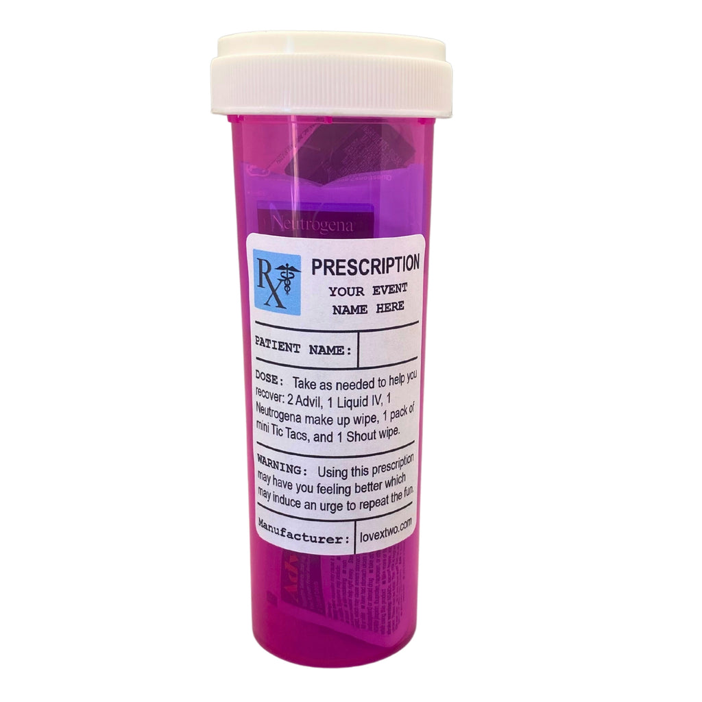 Hangover/recovery RX Pill Bottle, Hangover Relief Bottle