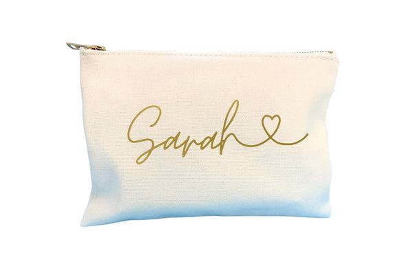 Personalized Luxe Cotton Canva Make Up or Cosmetic Bag