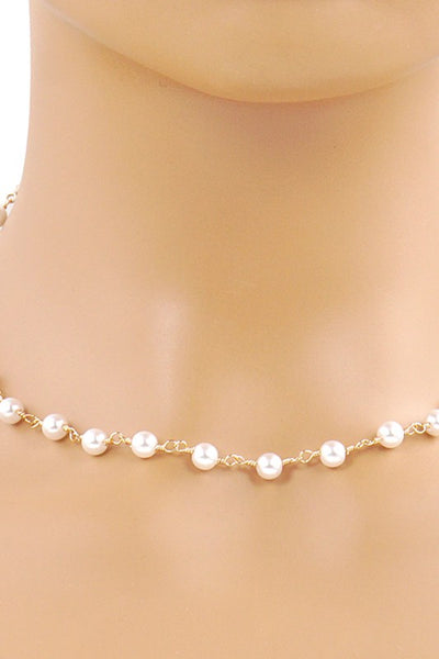 Gold-Dipped Linked Pearl Bridesmaid Necklace