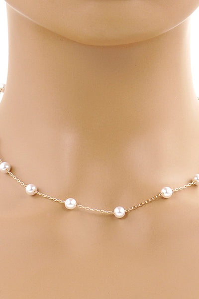 Gold-Dipped Chain Pearl Bridesmaid Necklace