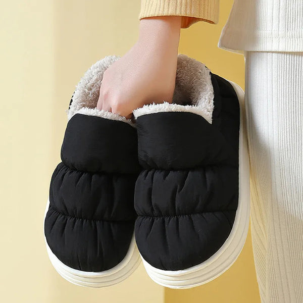 Waterproof Outer and Cozy Sherpa Plush Lining Unisex Slippers | Unisex winter sleepers