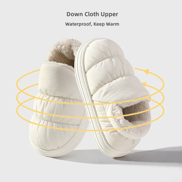 Waterproof Outer and Cozy Sherpa Plush Lining Unisex Slippers | Unisex winter sleepers