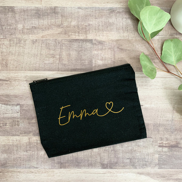Black personalized cosmetic bag