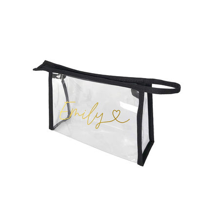 Personalized clear vinyl make up or cosmetic bag