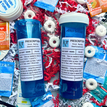 Personalized Bachelor Hangover Recovery Blue Bottle