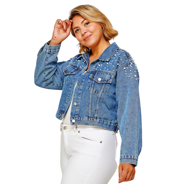 Personalized denim jacket with pearls