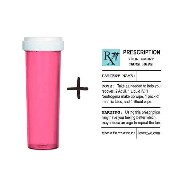 "Your Party Name" Personalized Hangover Recovery Kit Pill Bottle