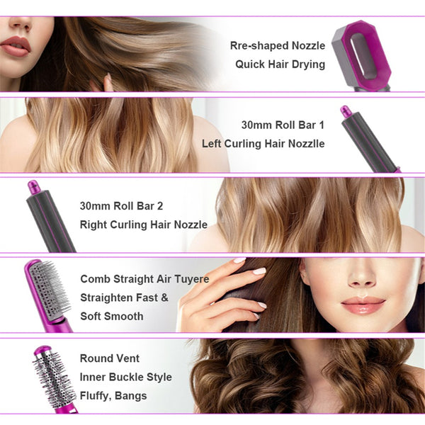 Multi Hair Curler and Straightener | 5-in-1 Hair Curler and Straightener Comb