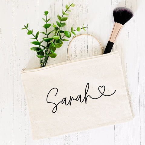 Personalized make up  or cosmetic cotton canva bag